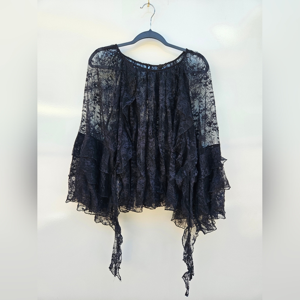 Torrid Black Lace Ruffle Blouse - Picture 4 of 10